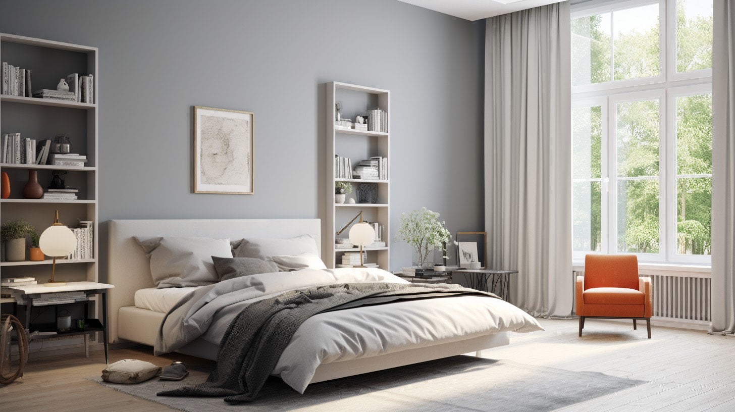 iglo ola a bedroom with lightgrey colored walls taken like its 97703e89 9b0a 41ff 88b1 f01df180e31d