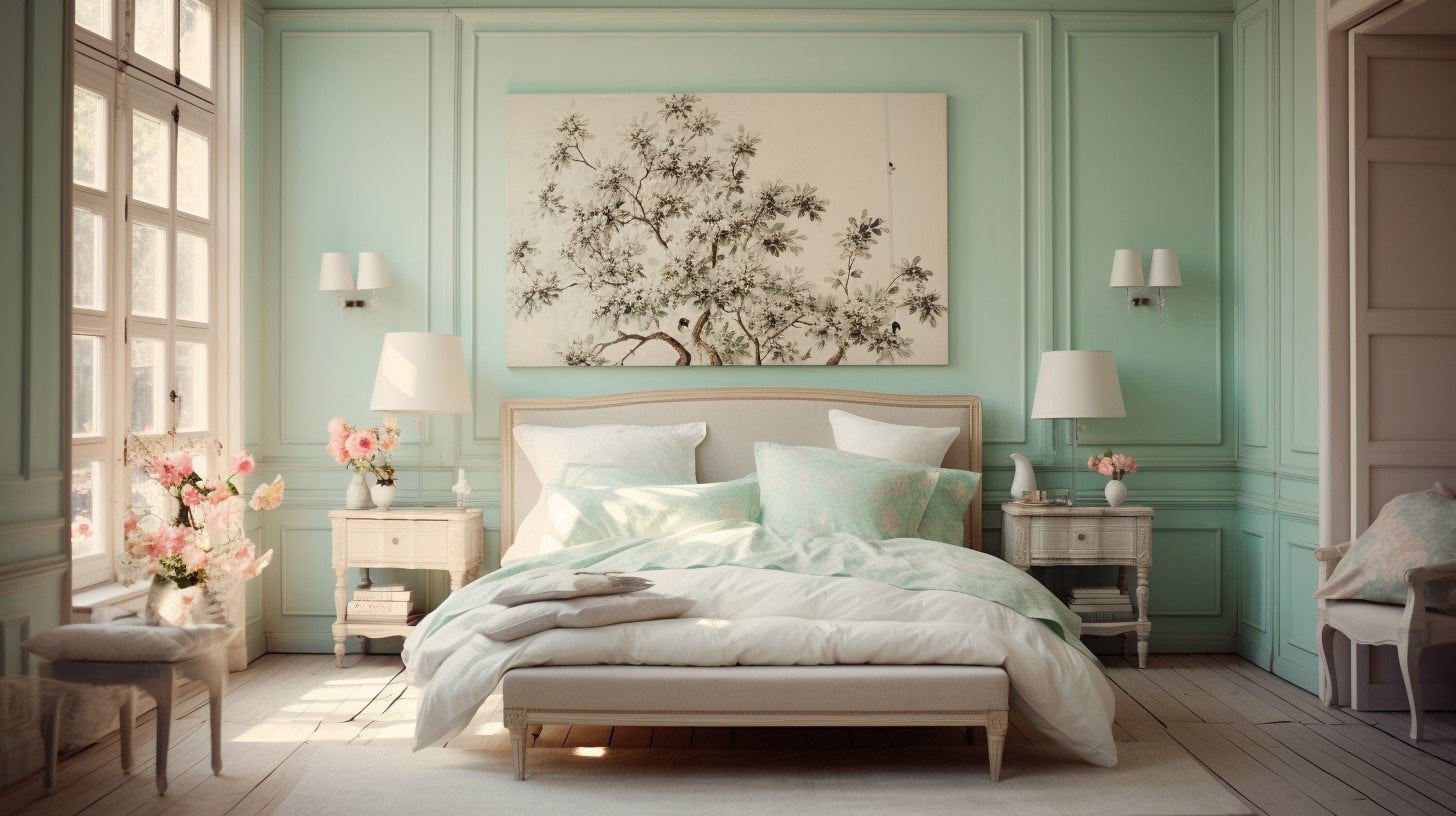 iglo ola a bedroom with mintcream colored walls taken like its 309b2bbb c477 4889 b68a 91be28159e36