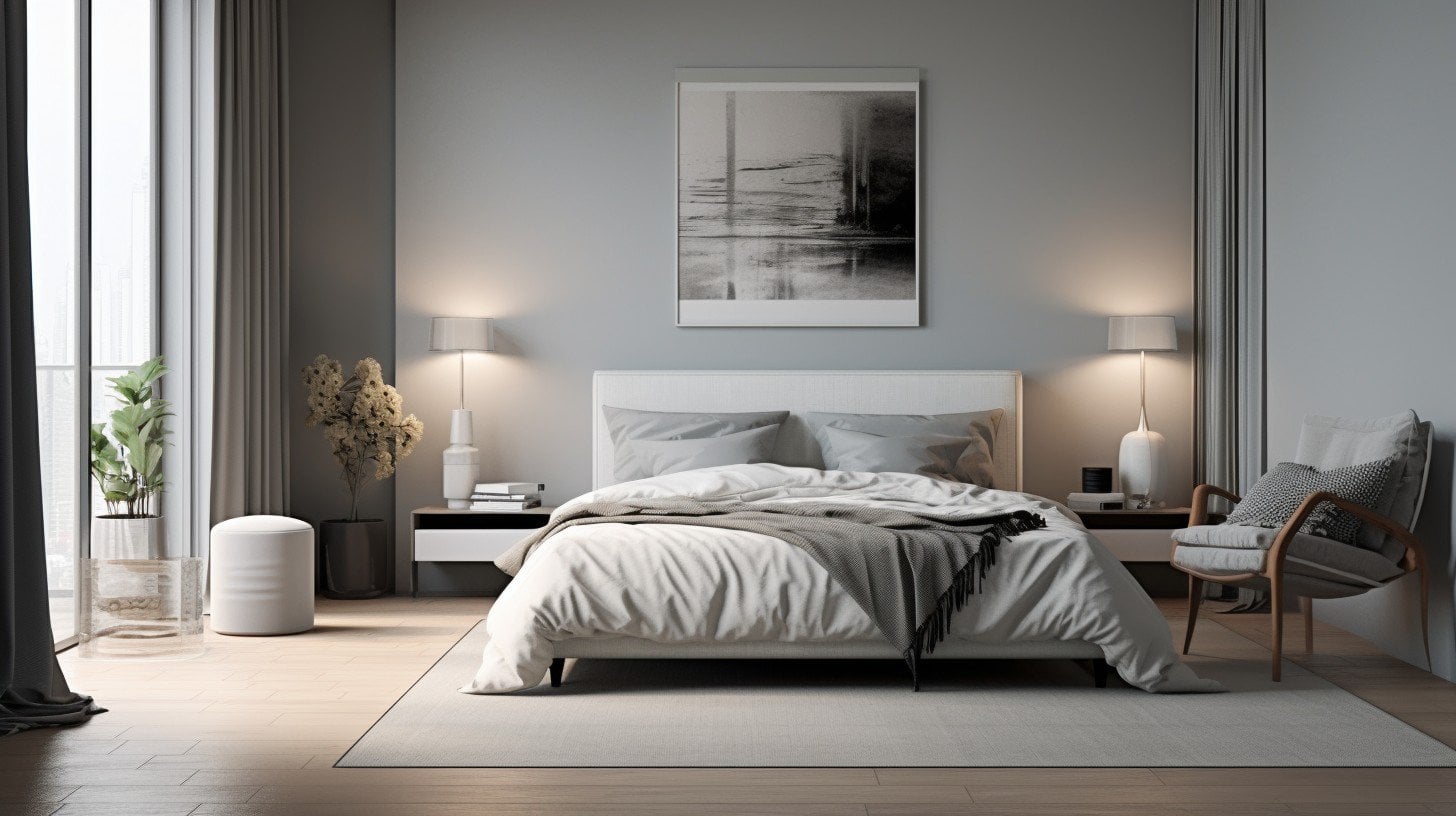 iglo ola a modern bedroom with french grey colored walls taken 38cc3c84 b570 4703 8c68 f92565ac5cf1