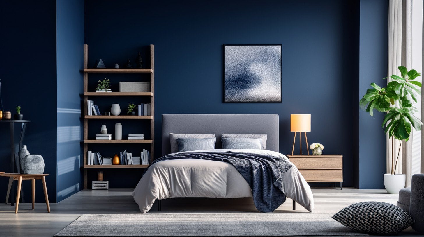 iglo ola a modern bedroom with midnightblue colored walls taken deaec3dd 9697 494f 964b 44b1fbeebb72