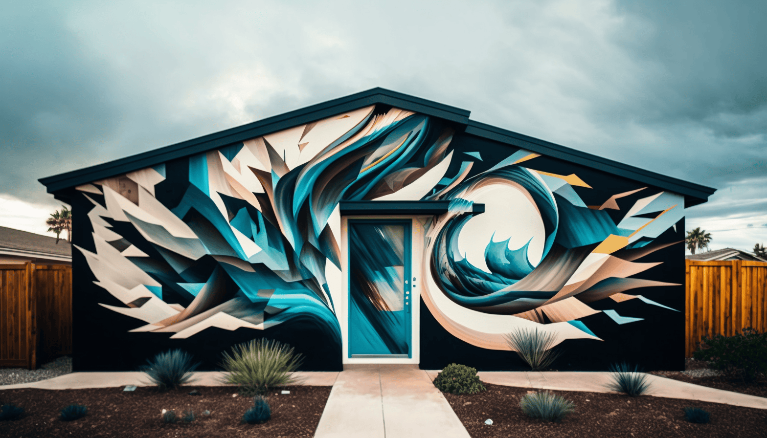 Modern geometric exterior mural design