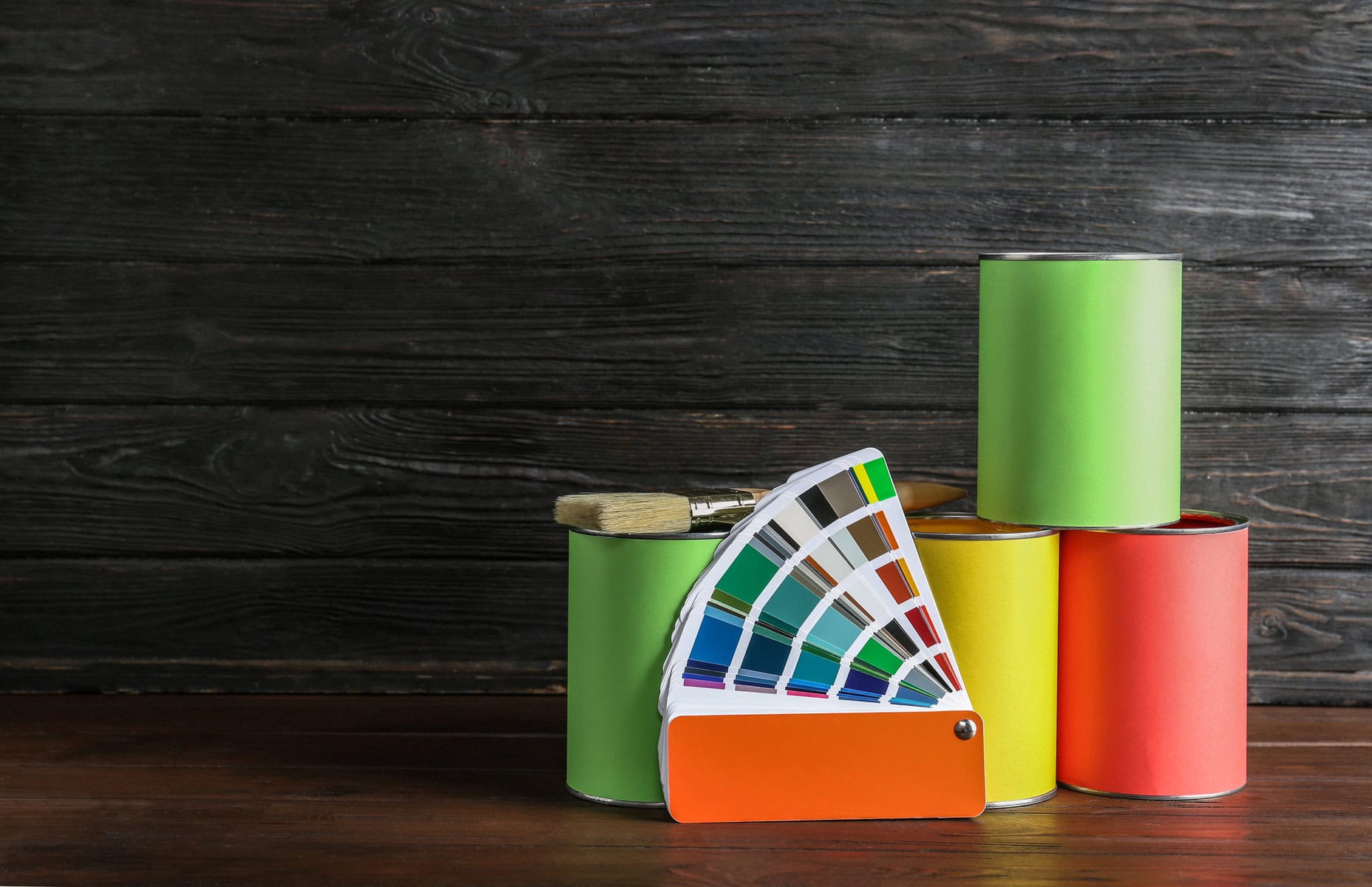 paint cans and color swatches