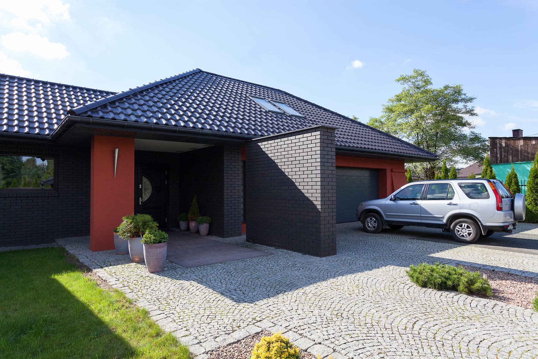 red and black exterior