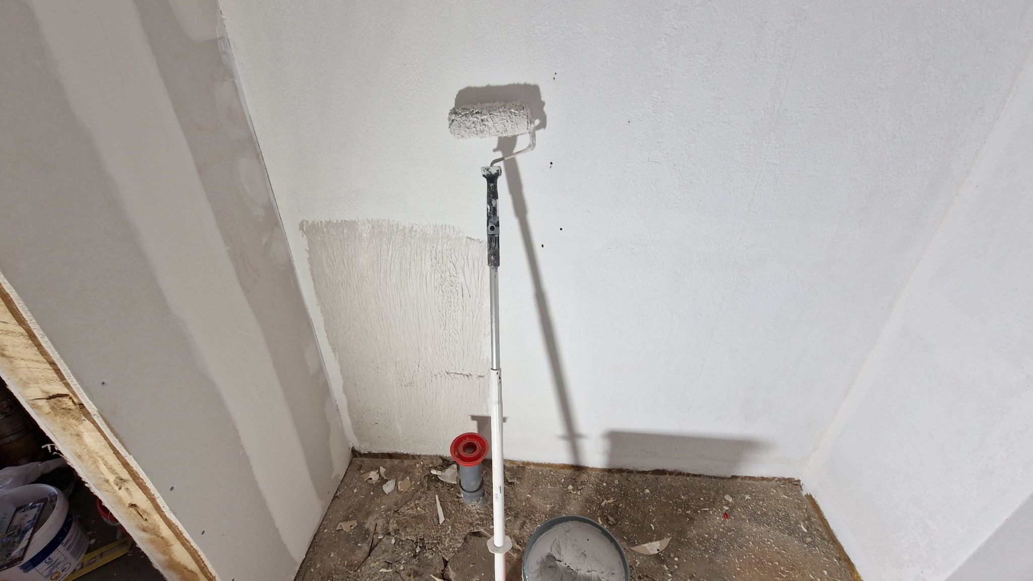 rolling on drywall mud on drywall.