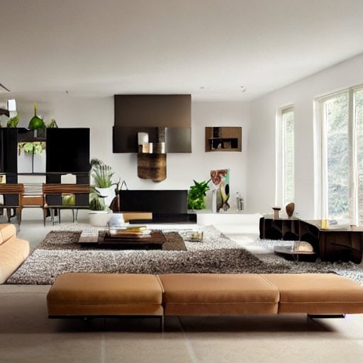 Stable Diffusion AI-generated interior design showing modern living space